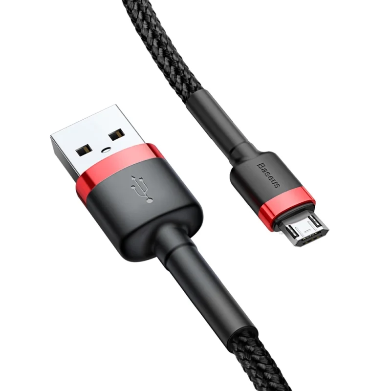 Kabel Baseus Cafule Cable CAMKLF-B91 USB-A / micro USB 2.4A 1 m - czarno-czerwony - obrazek 4