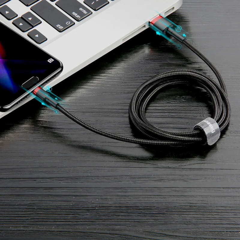 Kabel Baseus Cafule USB-A / USB-C QC 3.0 3A 0.5 m - czarno-czerwony - obrazek 11