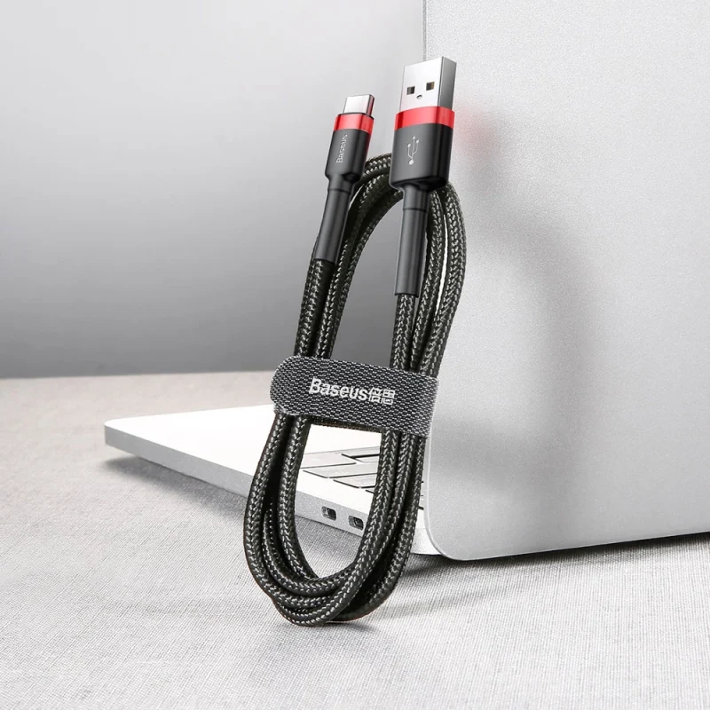 Kabel Baseus Cafule USB-A / USB-C QC 3.0 3A 0.5 m - czarno-czerwony - obrazek 5