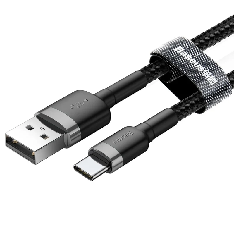 Kabel Baseus Cafule USB-A / USB-C QC 3.0 3A 0.5 m - czarno-szary - obrazek 3