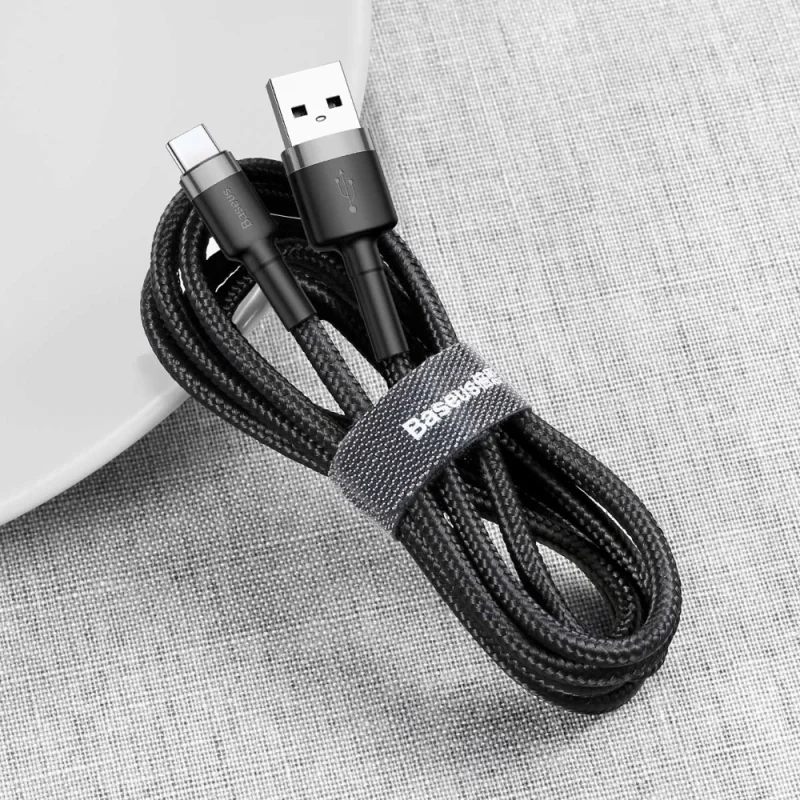 Kabel Baseus Cafule USB-A / USB-C QC 3.0 3A 0.5 m - czarno-szary - obrazek 4