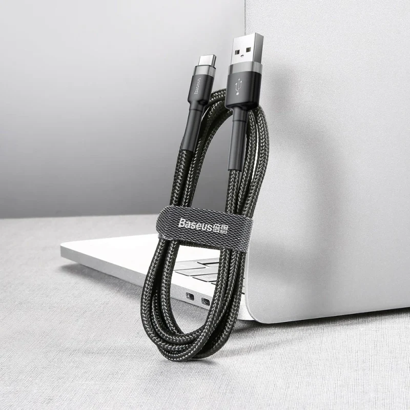 Kabel Baseus Cafule USB-A / USB-C QC 3.0 3A 0.5 m - czarno-szary - obrazek 5