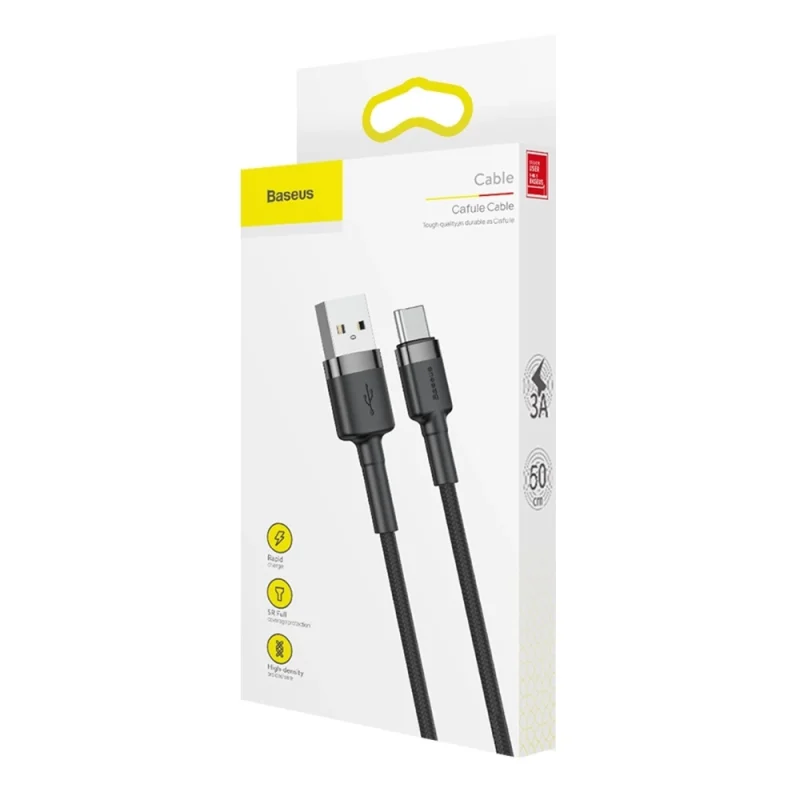 Kabel Baseus Cafule USB-A / USB-C QC 3.0 3A 0.5 m - czarno-szary - obrazek 9