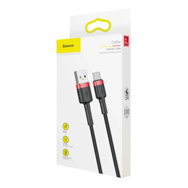 Kabel Baseus Cafule USB-A / USB-C QC 3.0 3A 1 m - czarno-czerwony - obrazek 9