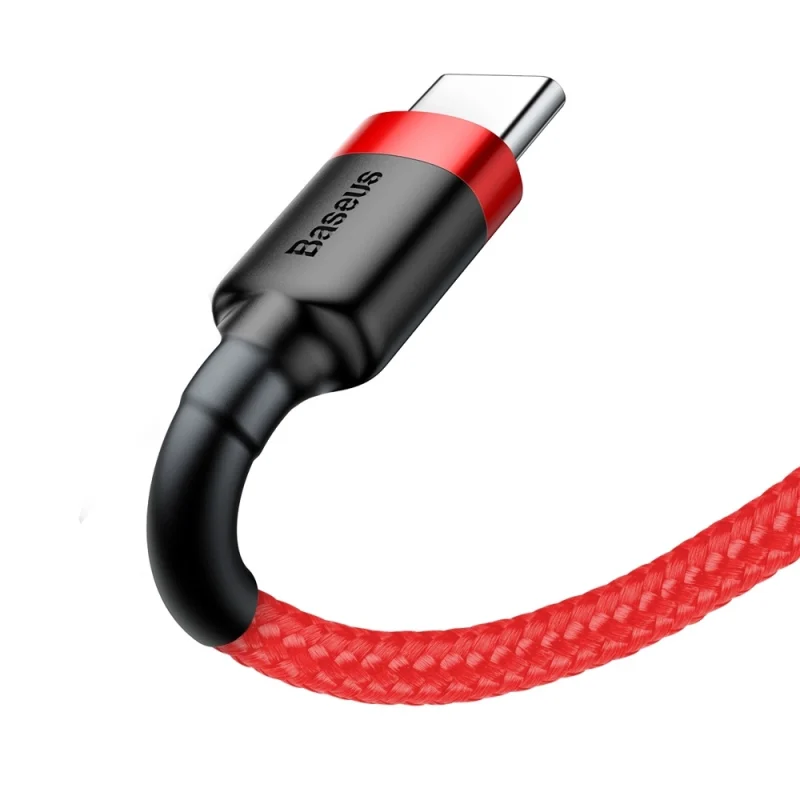 Baseus Cafule Cable wytrzymały nylonowy kabel przewód USB / USB-C QC3.0 2A 2M czerwony (CATKLF-C09) - obrazek 2