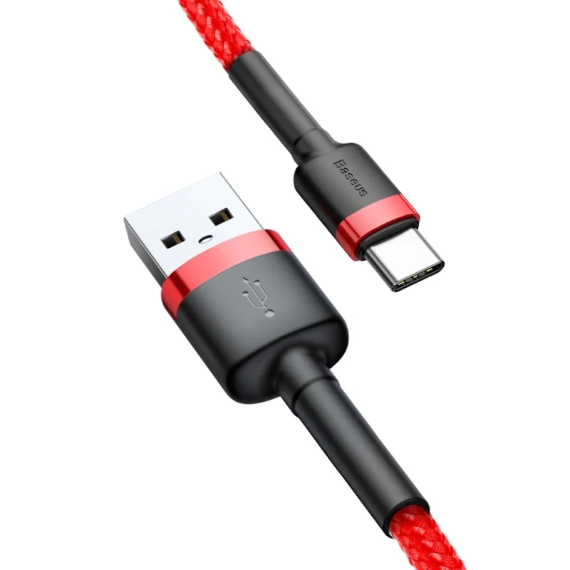 Baseus Cafule Cable wytrzymały nylonowy kabel przewód USB / USB-C QC3.0 2A 2M czerwony (CATKLF-C09) - obrazek 7