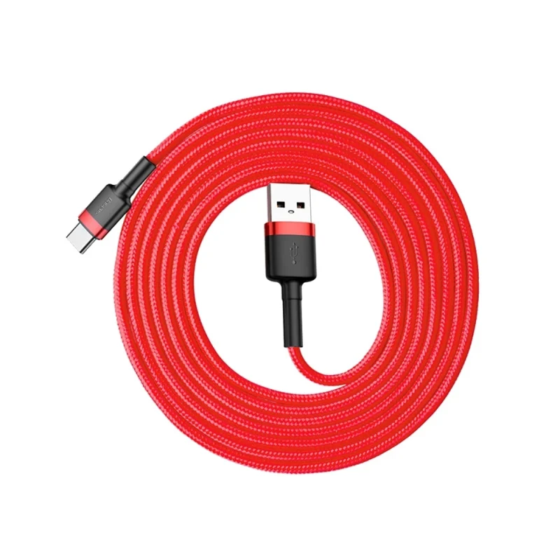 Baseus Cafule Cable wytrzymały nylonowy kabel przewód USB / USB-C QC3.0 2A 2M czerwony (CATKLF-C09) - obrazek 8