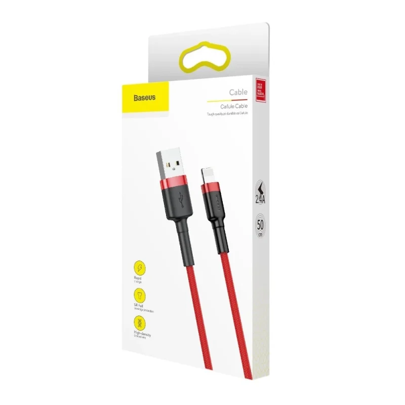 Kabel Baseus Cafule USB-A / Lightning 2.4A QC 3.0 0.5 m - czerwony - obrazek 9