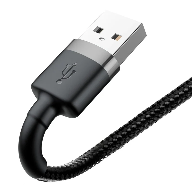 Kabel Baseus Cafule USB-A / Lightning 2.4A QC 3.0 0.5 m - czarno-szary - obrazek 3