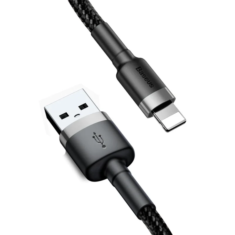 Kabel Baseus Cafule USB-A / Lightning 2.4A QC 3.0 0.5 m - czarno-szary - obrazek 5