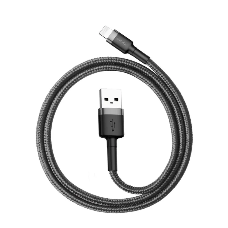 Kabel Baseus Cafule USB-A / Lightning 2.4A QC 3.0 0.5 m - czarno-szary - obrazek 6