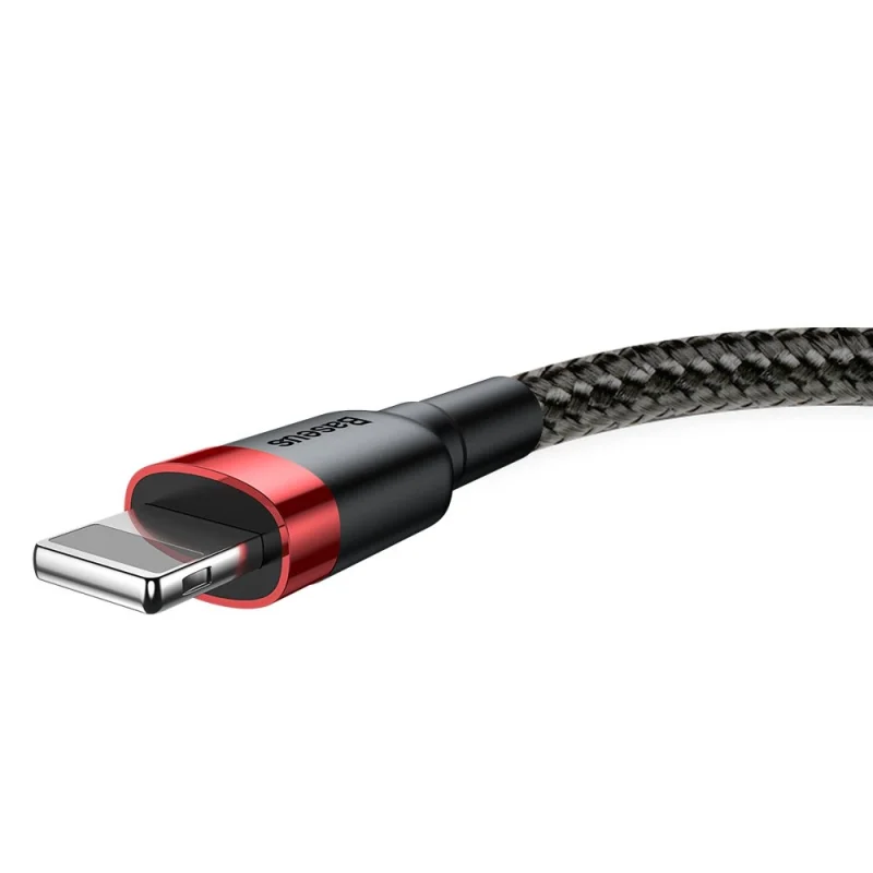 Kabel Baseus Cafule USB-A / Lightning 2.4A QC 3.0 0.5 m - czarno-czerwony - obrazek 2