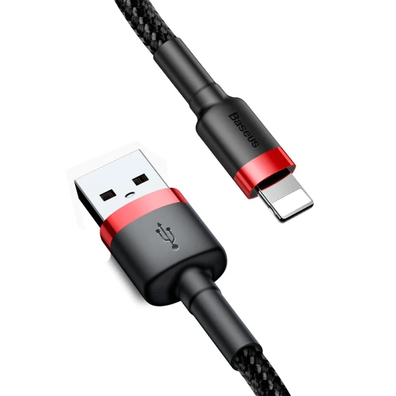 Kabel Baseus Cafule USB-A / Lightning 2.4A QC 3.0 0.5 m - czarno-czerwony - obrazek 5