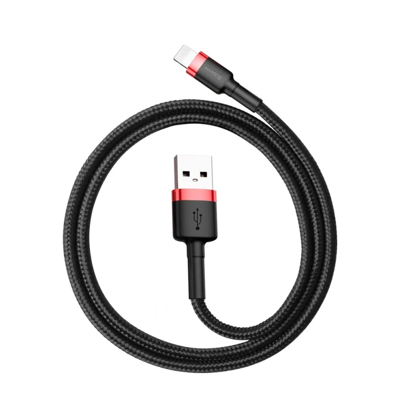 Kabel Baseus Cafule USB-A / Lightning 2.4A QC 3.0 0.5 m - czarno-czerwony - obrazek 6