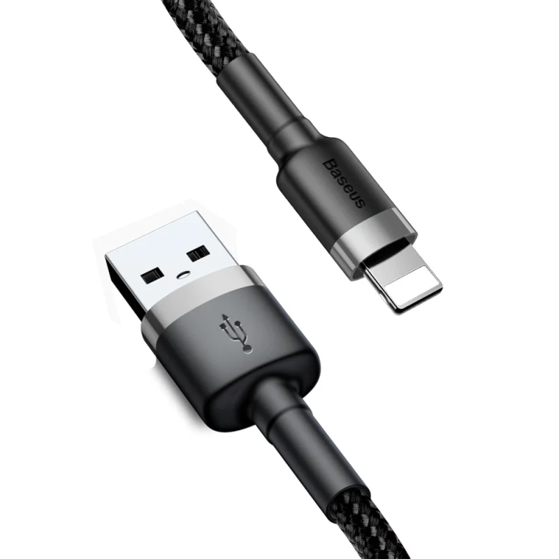 Kabel Baseus Cafule USB-A / Lightning 2.4A QC 3.0 1 m - czarno-szary - obrazek 5