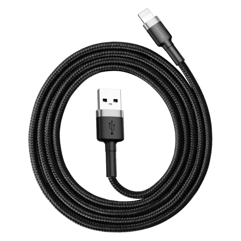 Kabel Baseus Cafule USB-A / Lightning 2.4A QC 3.0 1 m - czarno-szary - obrazek 6