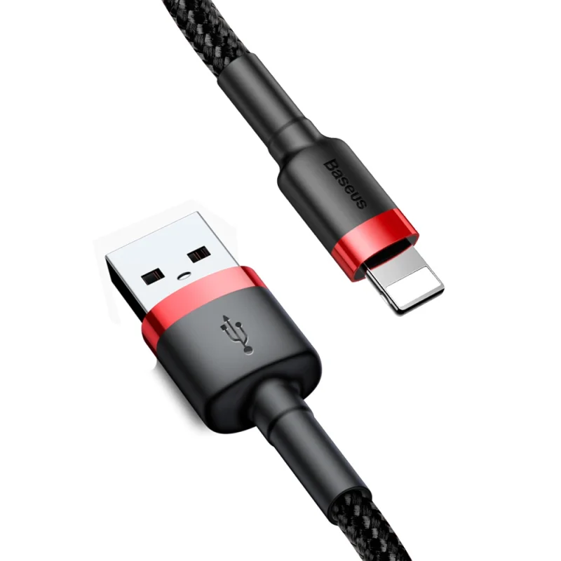 Kabel Baseus Cafule USB-A / Lightning 2.4A QC 3.0 1 m - czarno-czerwony - obrazek 5