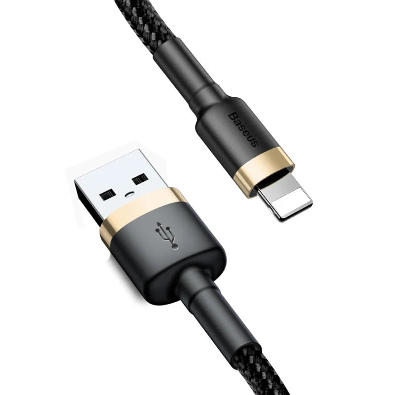 Kabel Baseus Cafule USB-A / Lightning 2.4A QC 3.0 1 m - czarno-złoty - obrazek 4