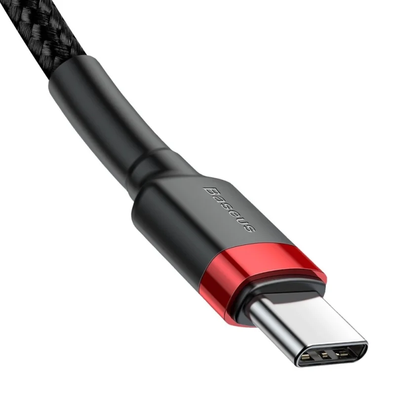 Kabel Baseus CATKLF-G91 USB-C - USB-C PD QC 60W 3A 480Mb/s 1m - czarno-czerwony - obrazek 4