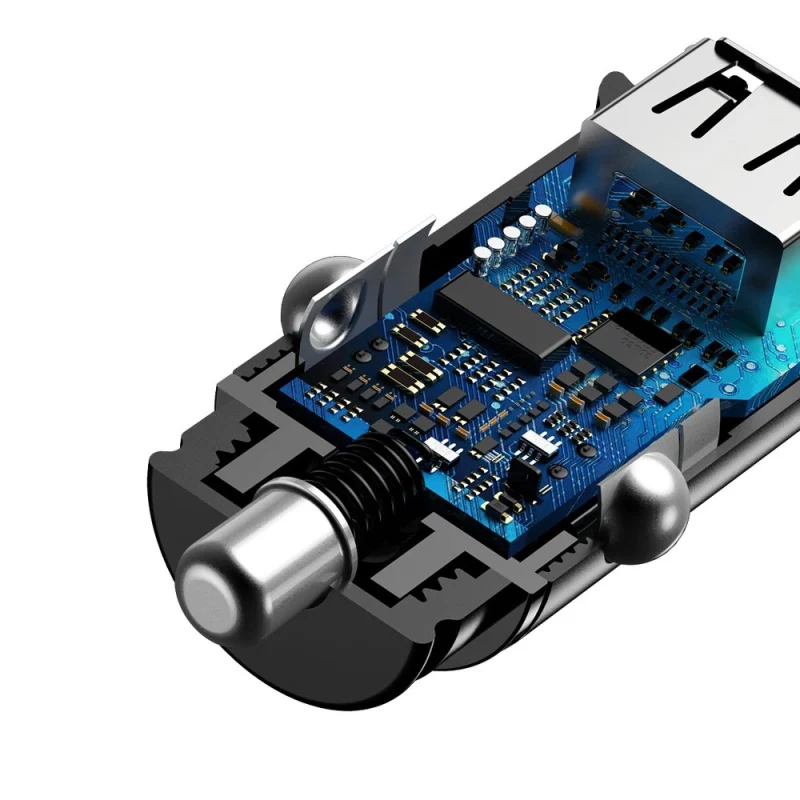 Baseus Square inteligentna ładowarka samochodowa 2x USB QC3.0 Quick Charge 3.0 SCP AFC 30W czarny (CCALL-DS01) - obrazek 6