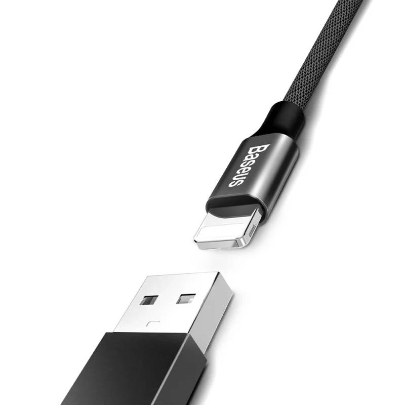 Baseus Yiven kabel przewód w materiałowym oplocie USB / Lightning 1,8M czarny (CALYW-A01) - obrazek 4