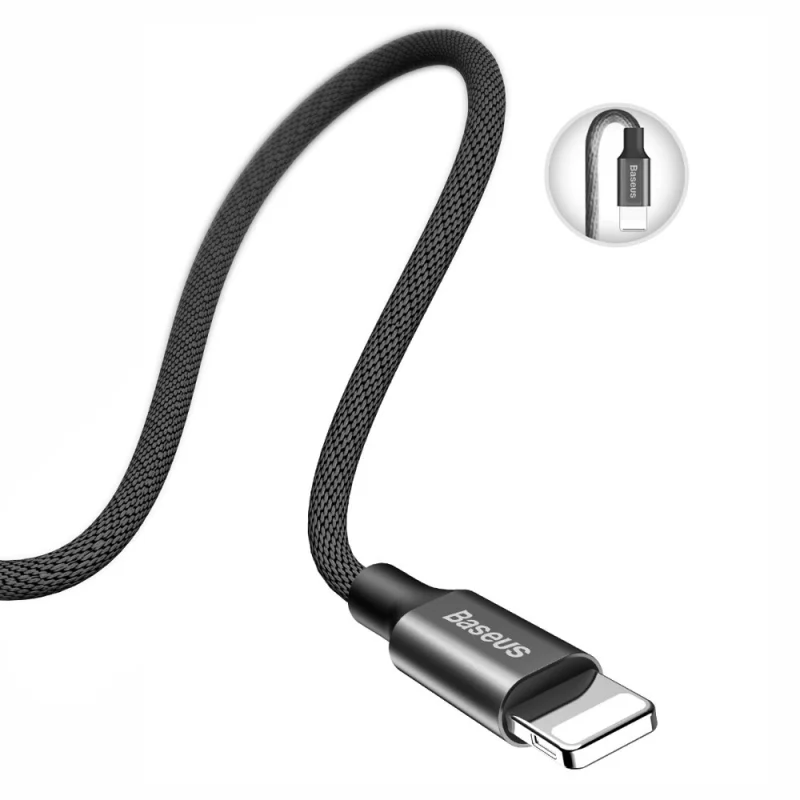 Baseus Yiven kabel przewód w materiałowym oplocie USB / Lightning 1,8M czarny (CALYW-A01) - obrazek 5