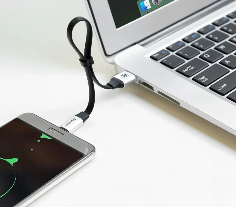 Baseus Nimble płaski kabel przewód USB / USB-C z uchwytem 2A 0,23M czarny (CATMBJ-01) - obrazek 10