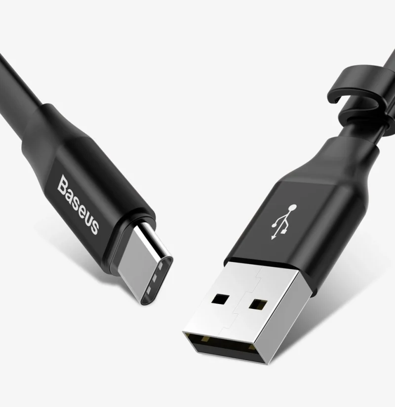 Baseus Nimble płaski kabel przewód USB / USB-C z uchwytem 2A 0,23M czarny (CATMBJ-01) - obrazek 12