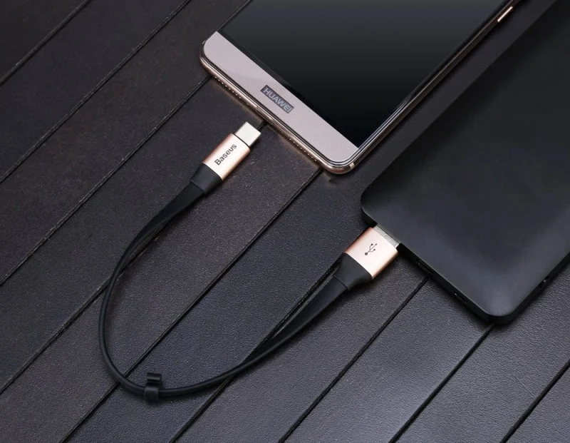 Baseus Nimble płaski kabel przewód USB / USB-C z uchwytem 2A 0,23M czarny (CATMBJ-01) - obrazek 14