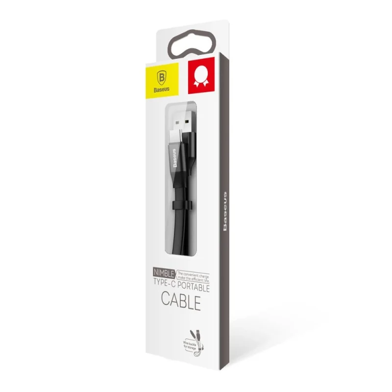 Baseus Nimble płaski kabel przewód USB / USB-C z uchwytem 2A 0,23M czarny (CATMBJ-01) - obrazek 15