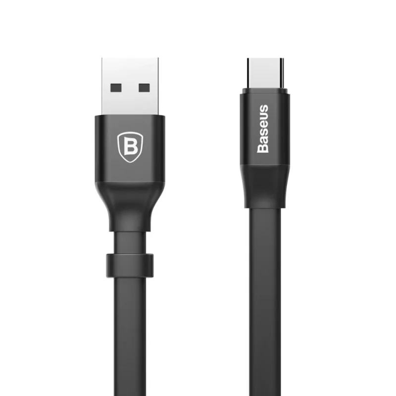 Baseus Nimble płaski kabel przewód USB / USB-C z uchwytem 2A 0,23M czarny (CATMBJ-01) - obrazek 2