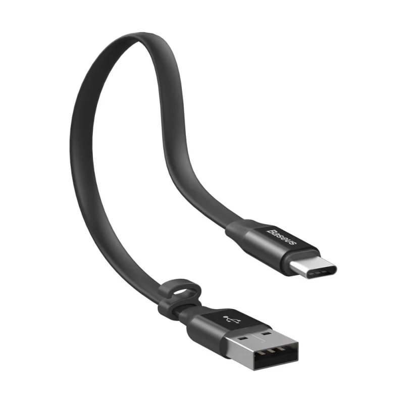 Baseus Nimble płaski kabel przewód USB / USB-C z uchwytem 2A 0,23M czarny (CATMBJ-01) - obrazek 3