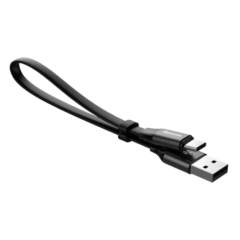 Baseus Nimble płaski kabel przewód USB / USB-C z uchwytem 2A 0,23M czarny (CATMBJ-01) - obrazek 4