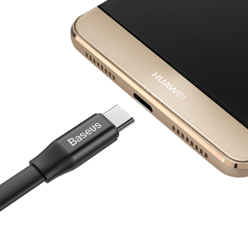 Baseus Nimble płaski kabel przewód USB / USB-C z uchwytem 2A 0,23M czarny (CATMBJ-01) - obrazek 5