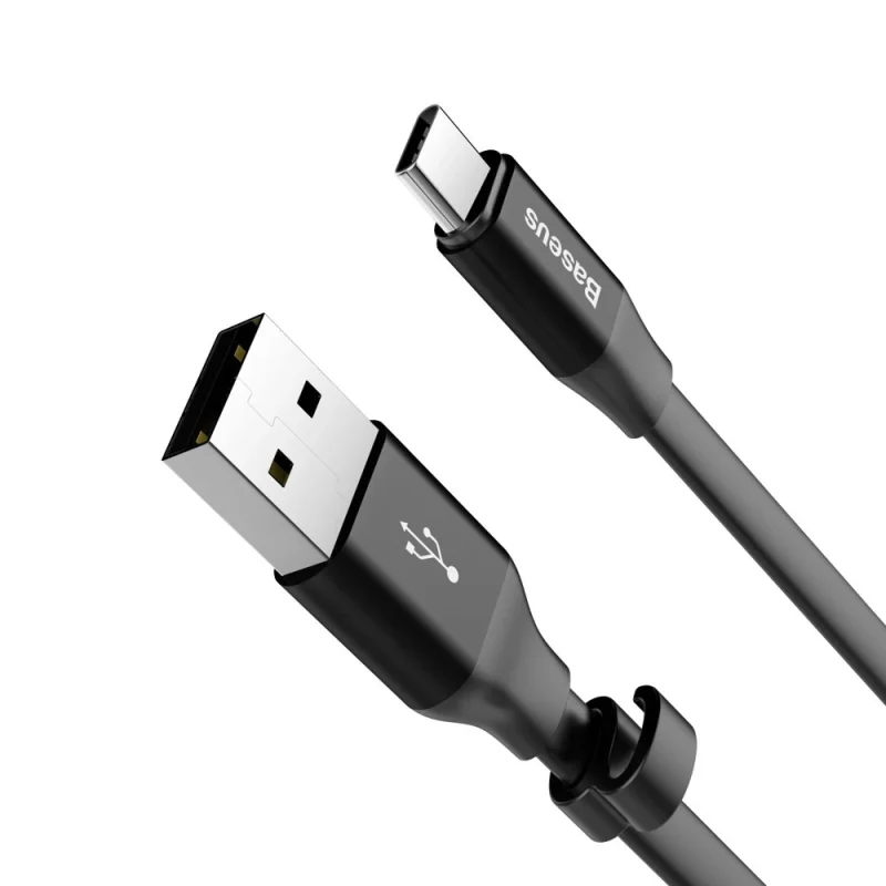 Baseus Nimble płaski kabel przewód USB / USB-C z uchwytem 2A 0,23M czarny (CATMBJ-01) - obrazek 6