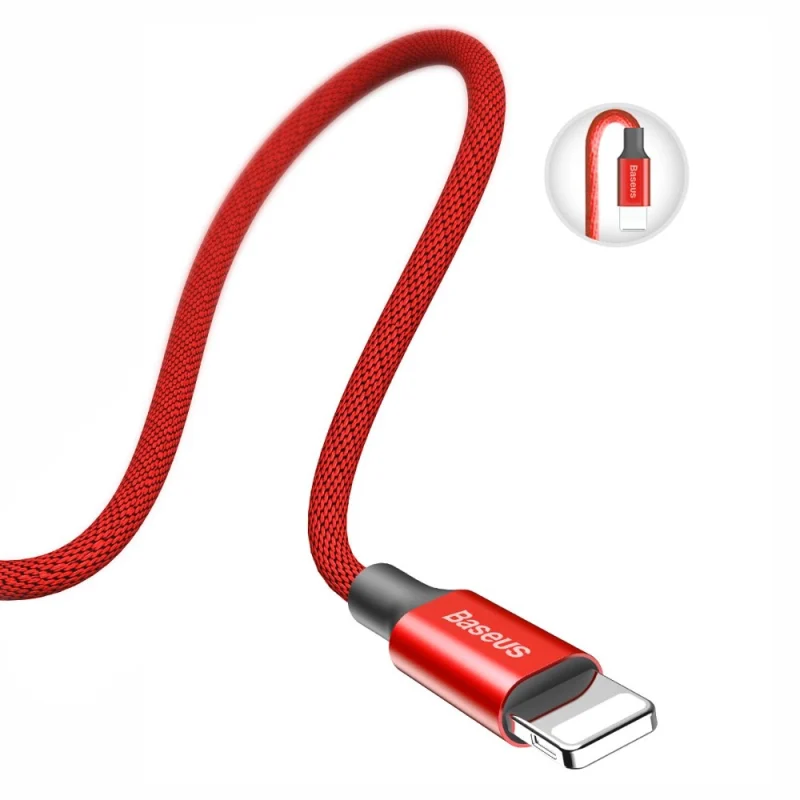 Baseus Yiven kabel przewód w materiałowym oplocie USB / Lightning 1,8M czerwony (CALYW-A09) - obrazek 5