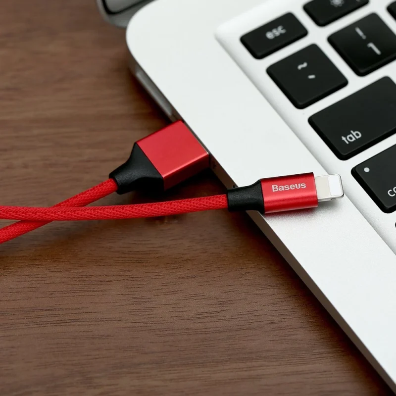 Baseus Yiven kabel przewód w materiałowym oplocie USB / Lightning 1,8M czerwony (CALYW-A09) - obrazek 9