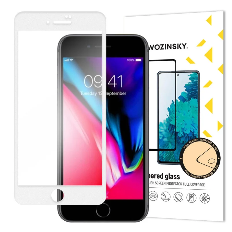 Wozinsky super wytrzymałe szkło hartowane Full Glue na cały ekran z ramką Case Friendly iPhone SE 2022 / SE 2020 / iPhone 8 / iPhone 7 biały