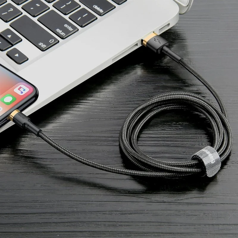 Kabel Baseus Cafule USB-A / Lightning 2A QC 3.0 3 m - czarno-złoty - obrazek 6