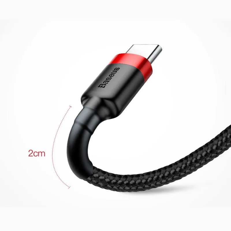 Baseus Cafule Cable wytrzymały nylonowy kabel przewód USB / USB-C QC3.0 2A 3M czerwony (CATKLF-U09) - obrazek 10