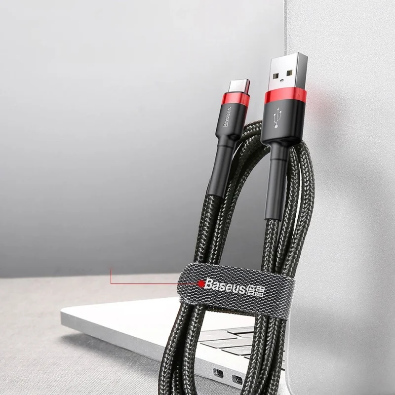 Baseus Cafule Cable wytrzymały nylonowy kabel przewód USB / USB-C QC3.0 2A 3M czerwony (CATKLF-U09) - obrazek 16