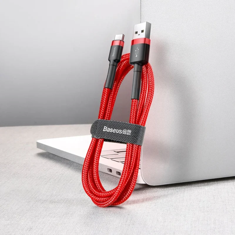 Baseus Cafule Cable wytrzymały nylonowy kabel przewód USB / USB-C QC3.0 2A 3M czerwony (CATKLF-U09) - obrazek 5