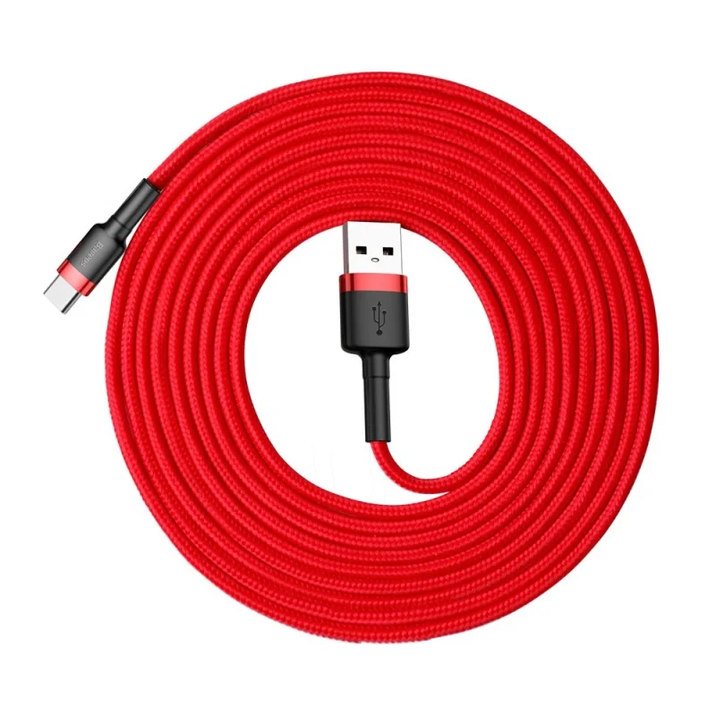 Baseus Cafule Cable wytrzymały nylonowy kabel przewód USB / USB-C QC3.0 2A 3M czerwony (CATKLF-U09) - obrazek 8