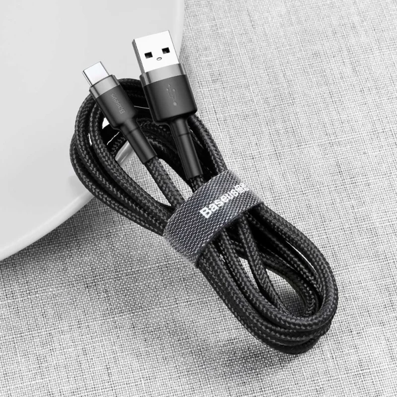 Kabel Baseus Cafule Cable USB-A / USB-C QC3.0 2A 3m - szaro-czarny - obrazek 4