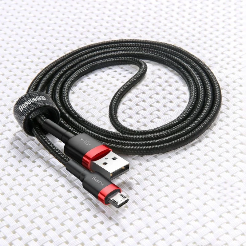 Baseus Cafule Cable wytrzymały nylonowy kabel przewód USB / micro USB 2A 3M czarno-szary (CAMKLF-HG1) - obrazek 10