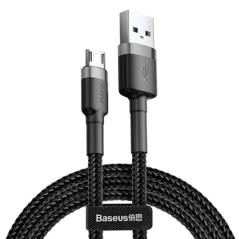 Baseus Cafule Cable wytrzymały nylonowy kabel przewód USB / micro USB 2A 3M czarno-szary (CAMKLF-HG1) - obrazek 5