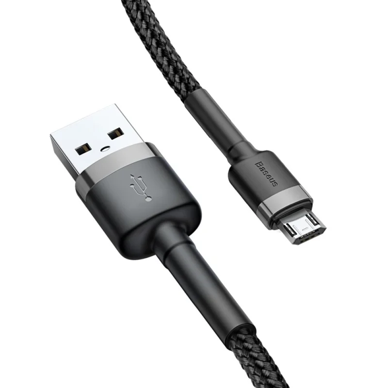 Baseus Cafule Cable wytrzymały nylonowy kabel przewód USB / micro USB 2A 3M czarno-szary (CAMKLF-HG1) - obrazek 2