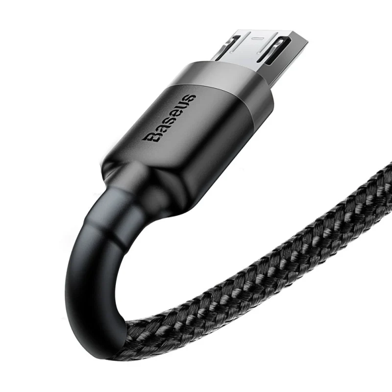 Baseus Cafule Cable wytrzymały nylonowy kabel przewód USB / micro USB 2A 3M czarno-szary (CAMKLF-HG1) - obrazek 4