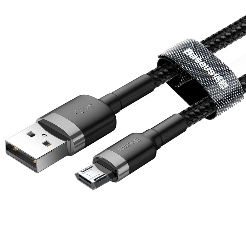 Baseus Cafule Cable wytrzymały nylonowy kabel przewód USB / micro USB 2A 3M czarno-szary (CAMKLF-HG1) - obrazek 3