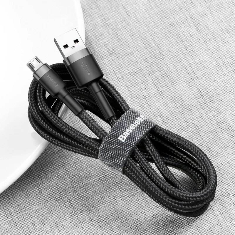 Baseus Cafule Cable wytrzymały nylonowy kabel przewód USB / micro USB 2A 3M czarno-szary (CAMKLF-HG1) - obrazek 6